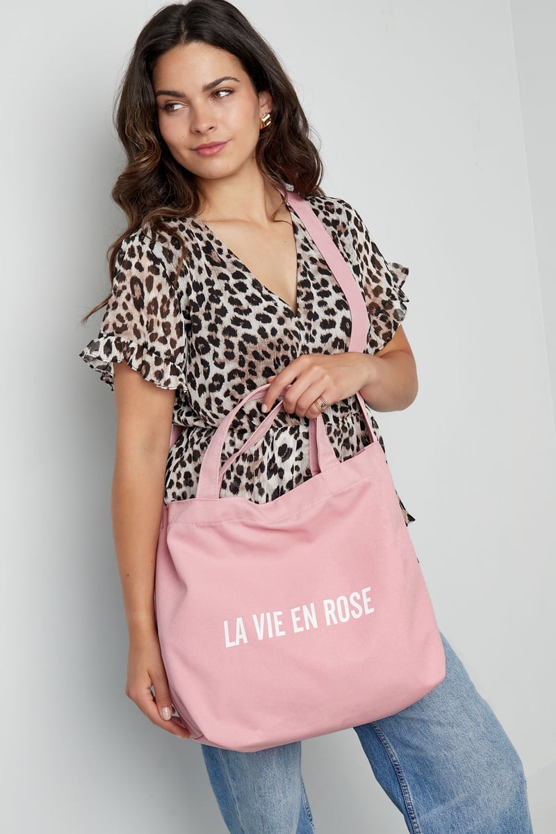 Canvas shopper la vie en rose - roze