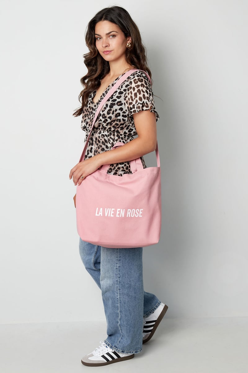 Canvas shopper la vie en rose - roze