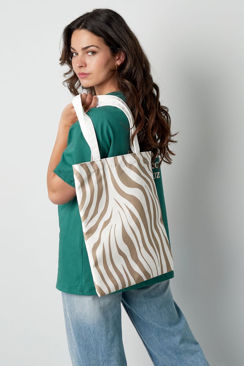 Canvas shopper zebraprint - beige