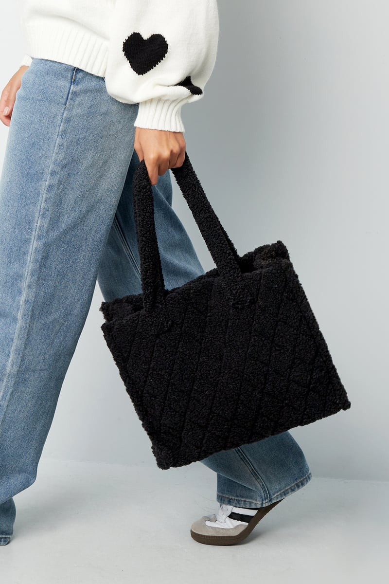 Fuzzy tote tas - camel
