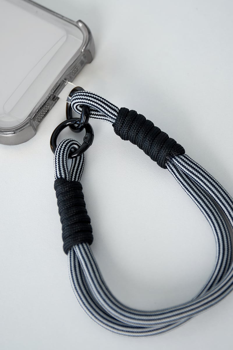 Telefoonkoord met print - zwart & blauw