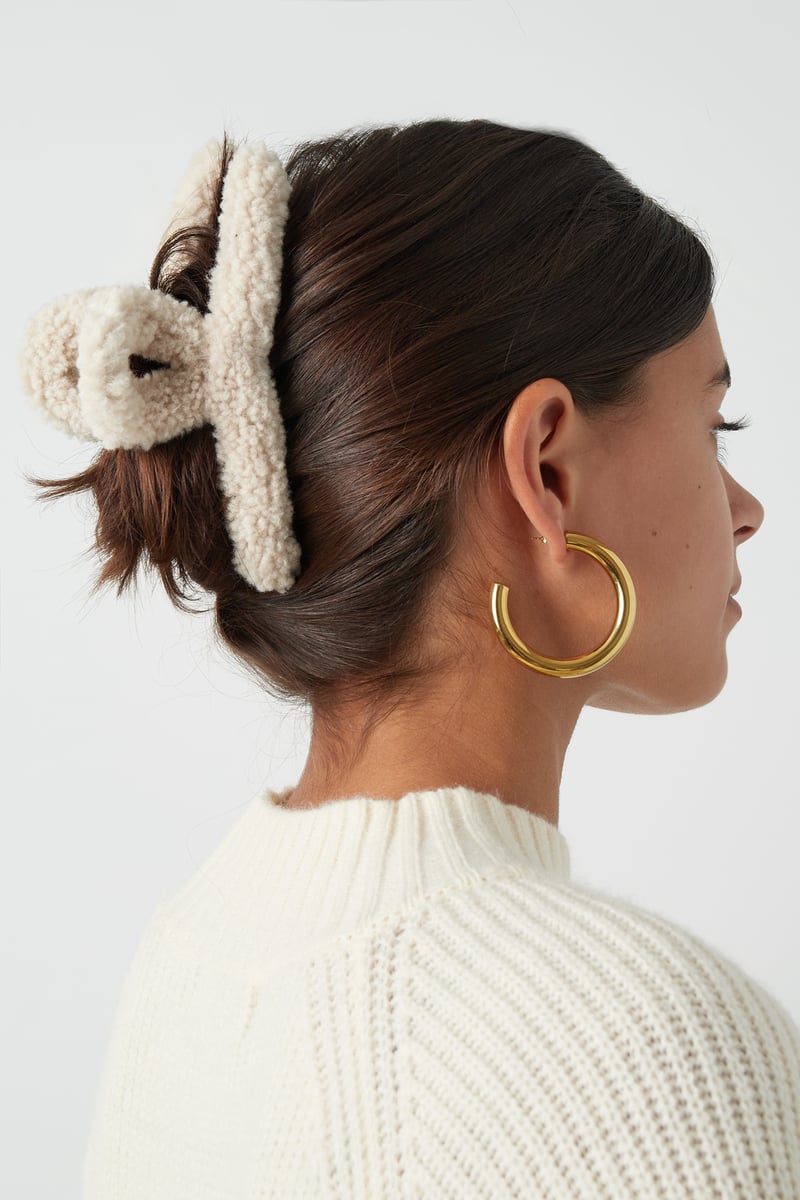 Fluffy teddy haarclip - Bruin