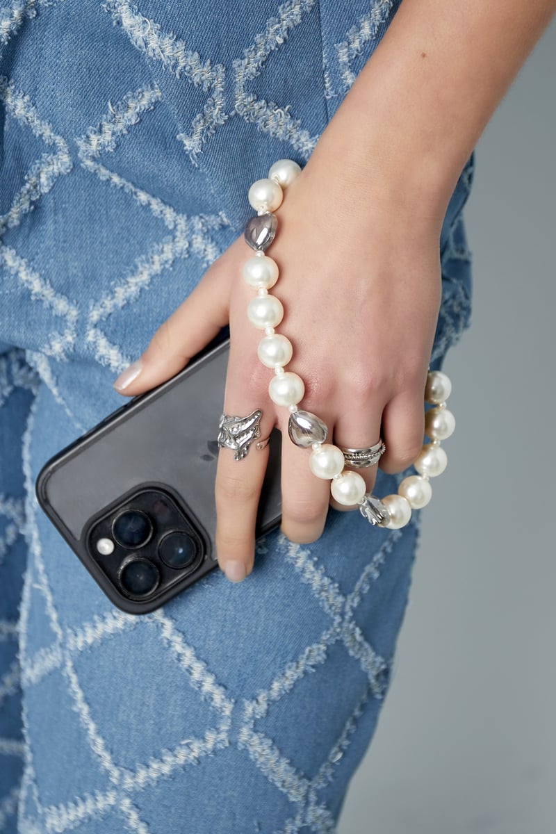 telefoonkoord heart of pearl - wit 