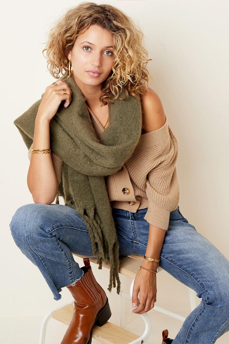 Warme wintersjaal effen kleur bruin Polyester