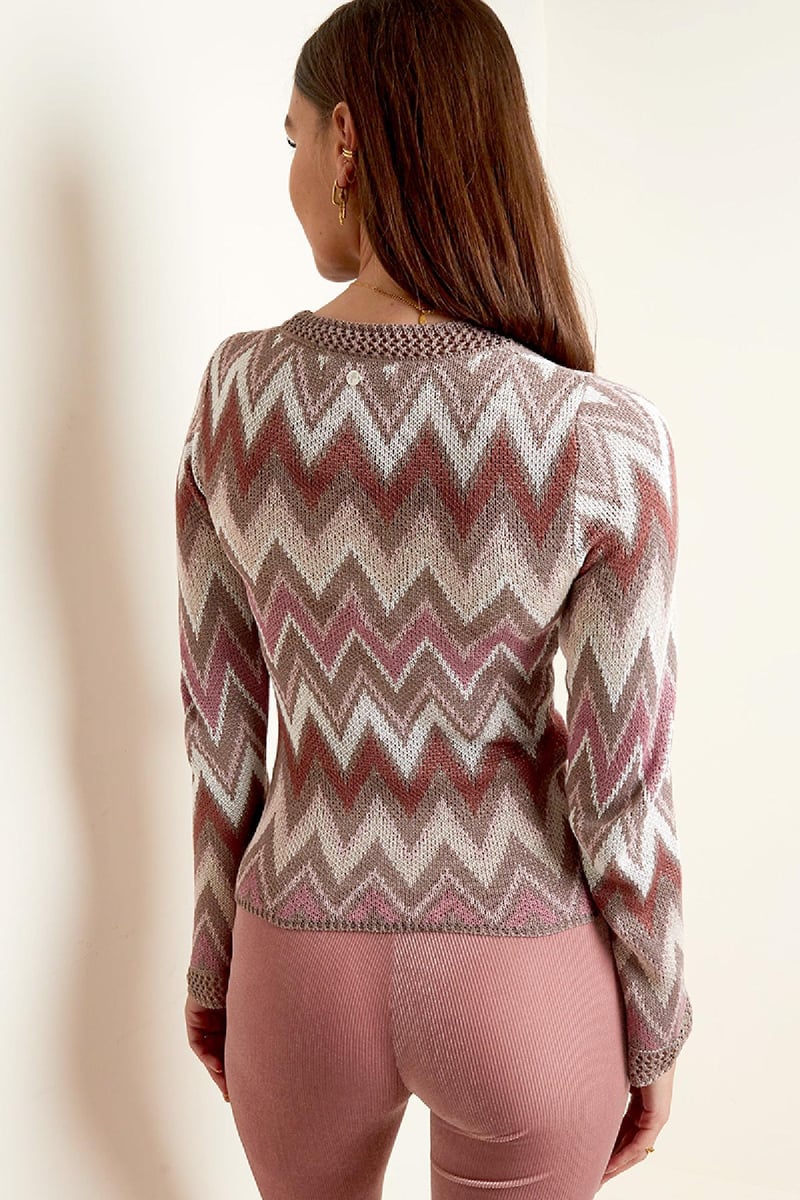 Gehaakte flared top met lange mouwen Zwart S