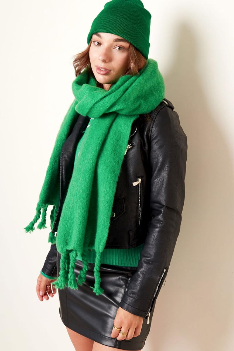 Wintersjaal effen kleur oranje  Polyester