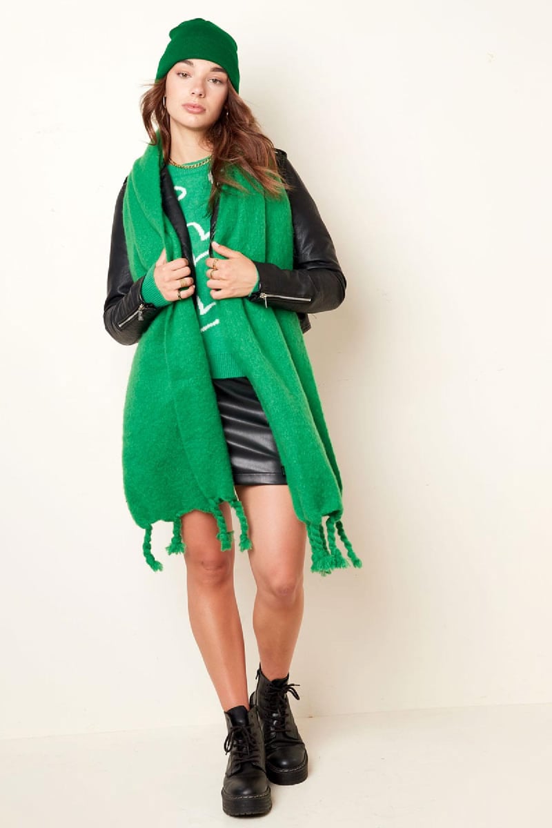 Wintersjaal effen kleur oranje  Polyester