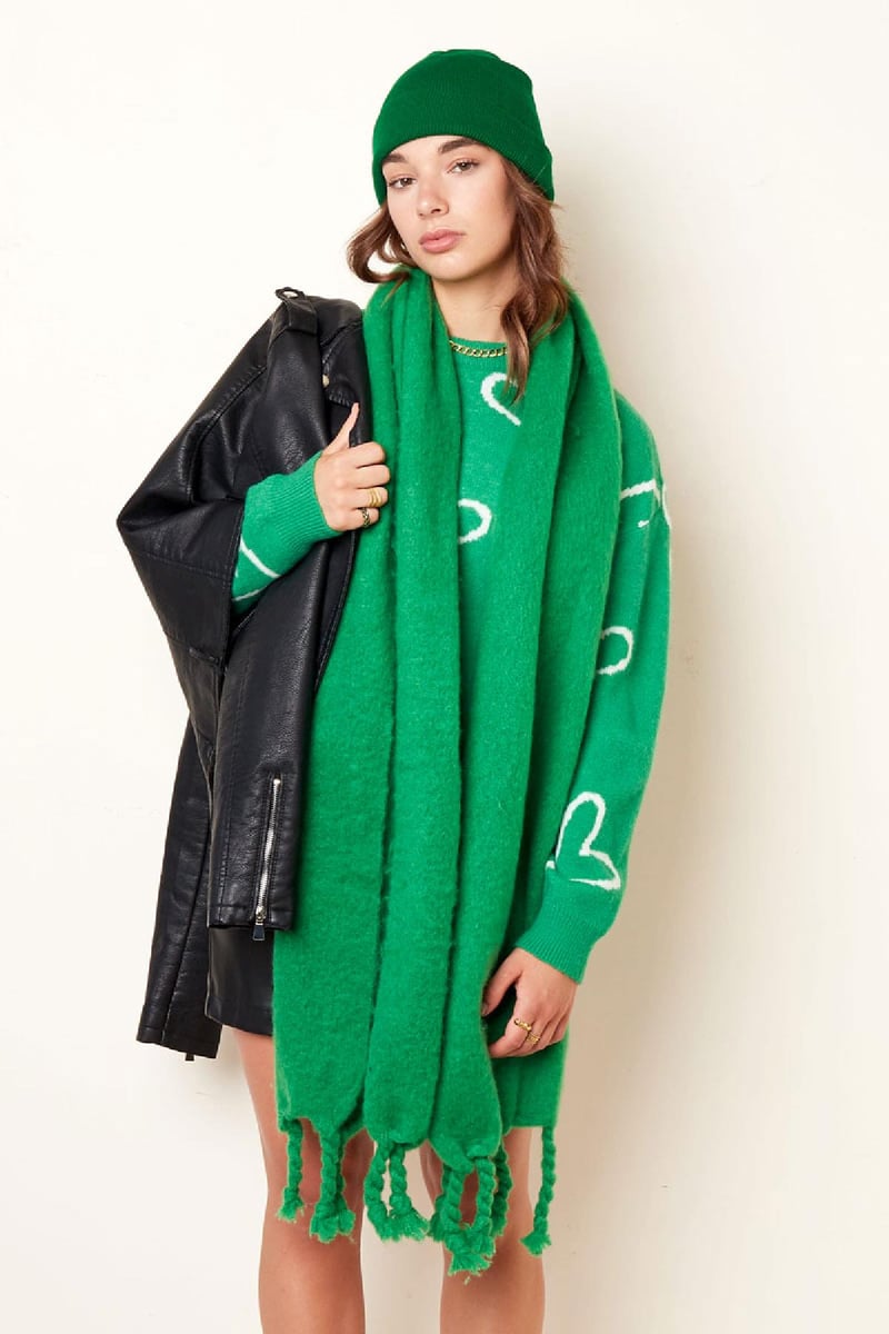 Wintersjaal effen kleur oranje  Polyester