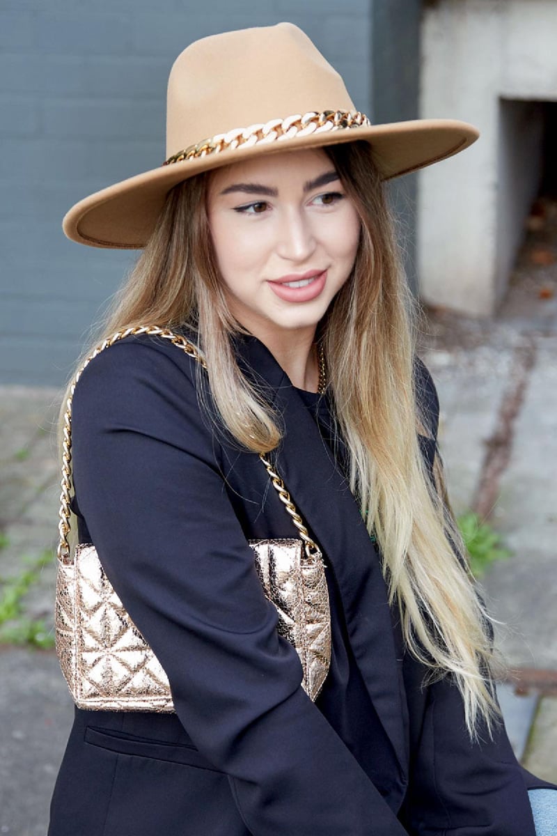 Fedora hoed met ketting Groen Polyester