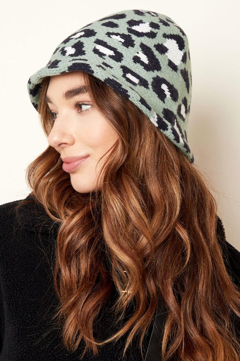 Vissershoedje dierenprint Grijs Acryl