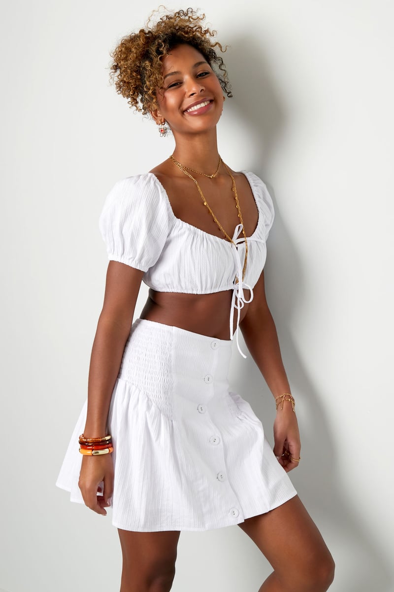 Rok met knopen en smock detail Wit S