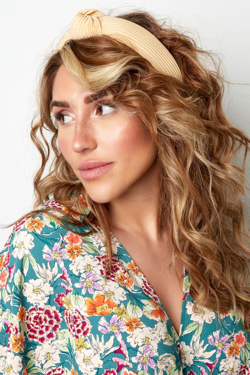 Haarband rib met knoop - paars Plastic