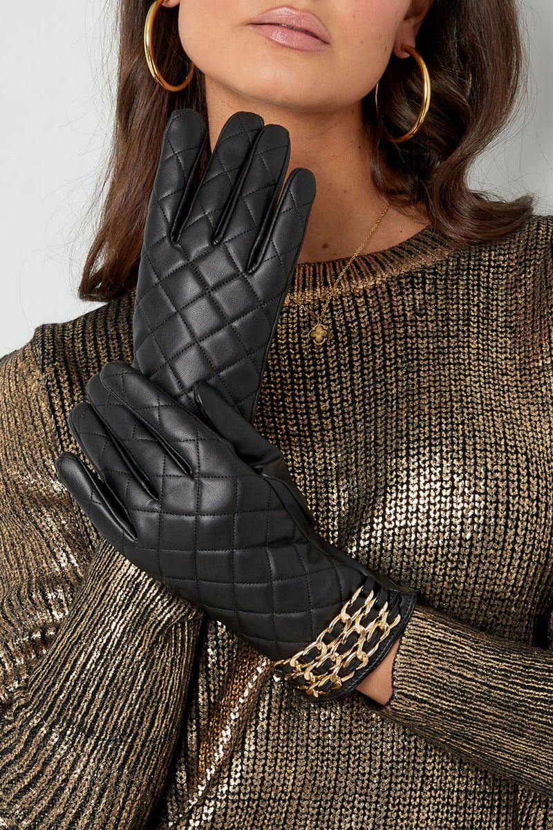 Handschoenen geruit met ketting - bruin