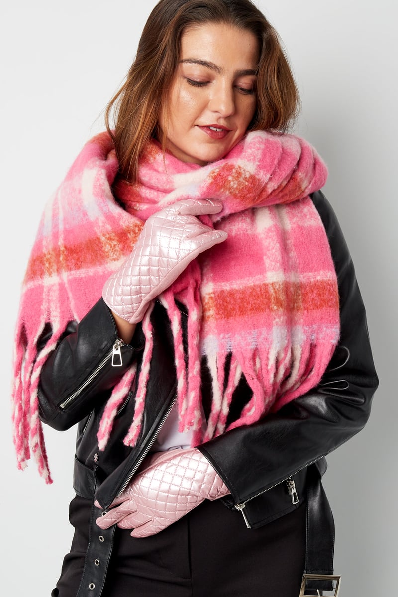 Handschoenen met gestikt patroon - roze