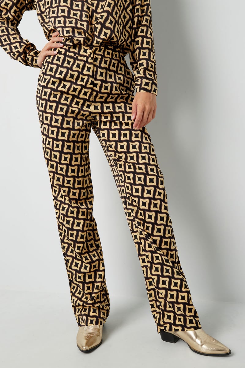 Broek retro print zwart