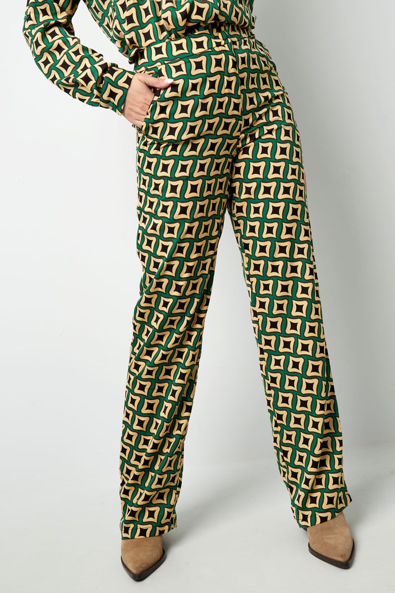 Broek retro print zwart