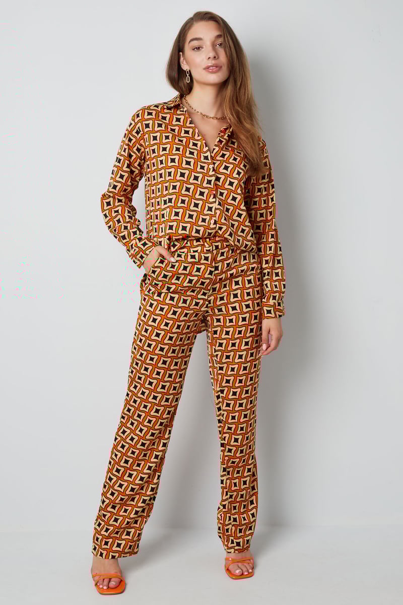 Broek retro print zwart