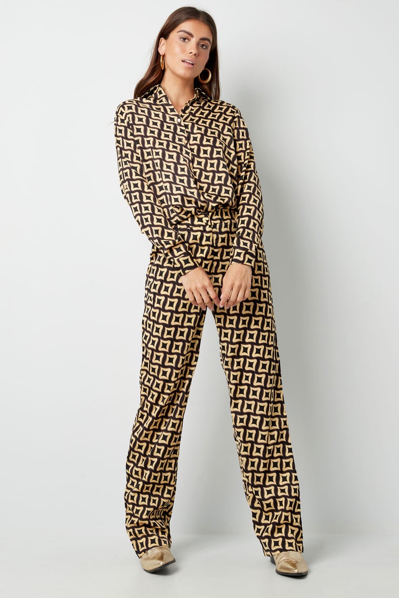 Broek retro print zwart