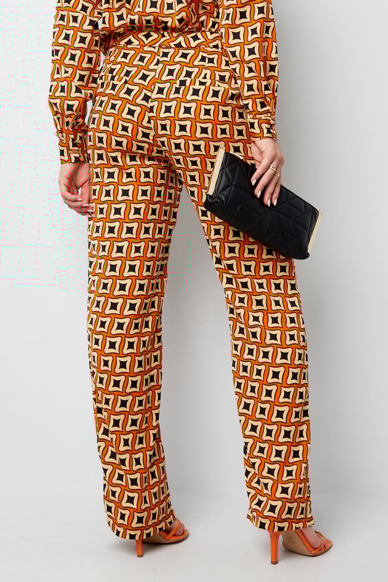 Broek retro print zwart