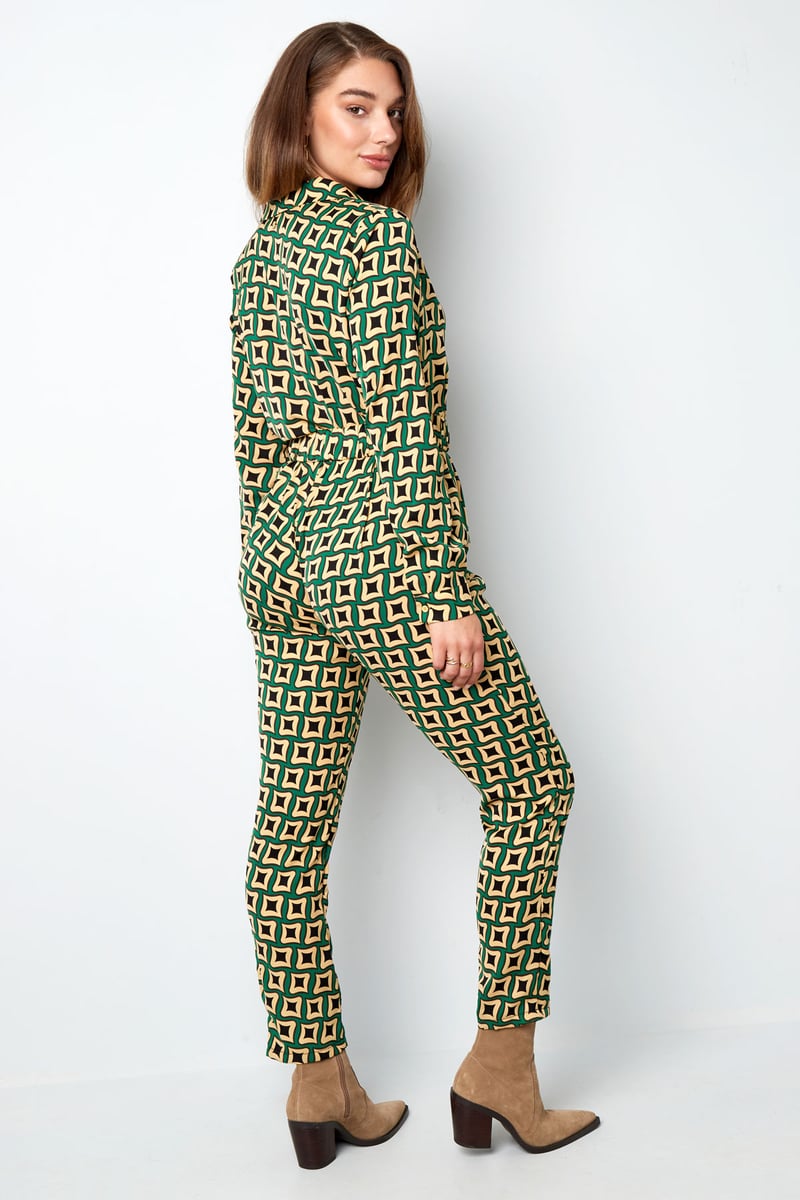 Jumpsuit retro print zwart