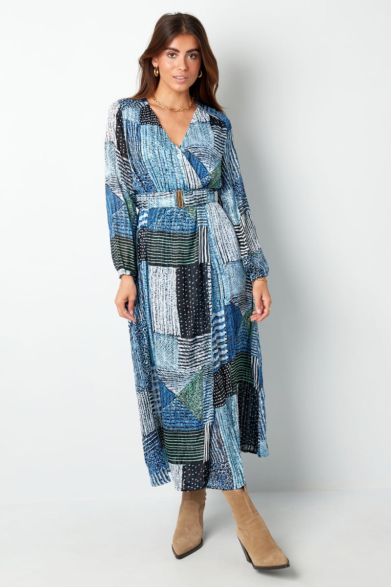 Maxi jurk over de top print blauw