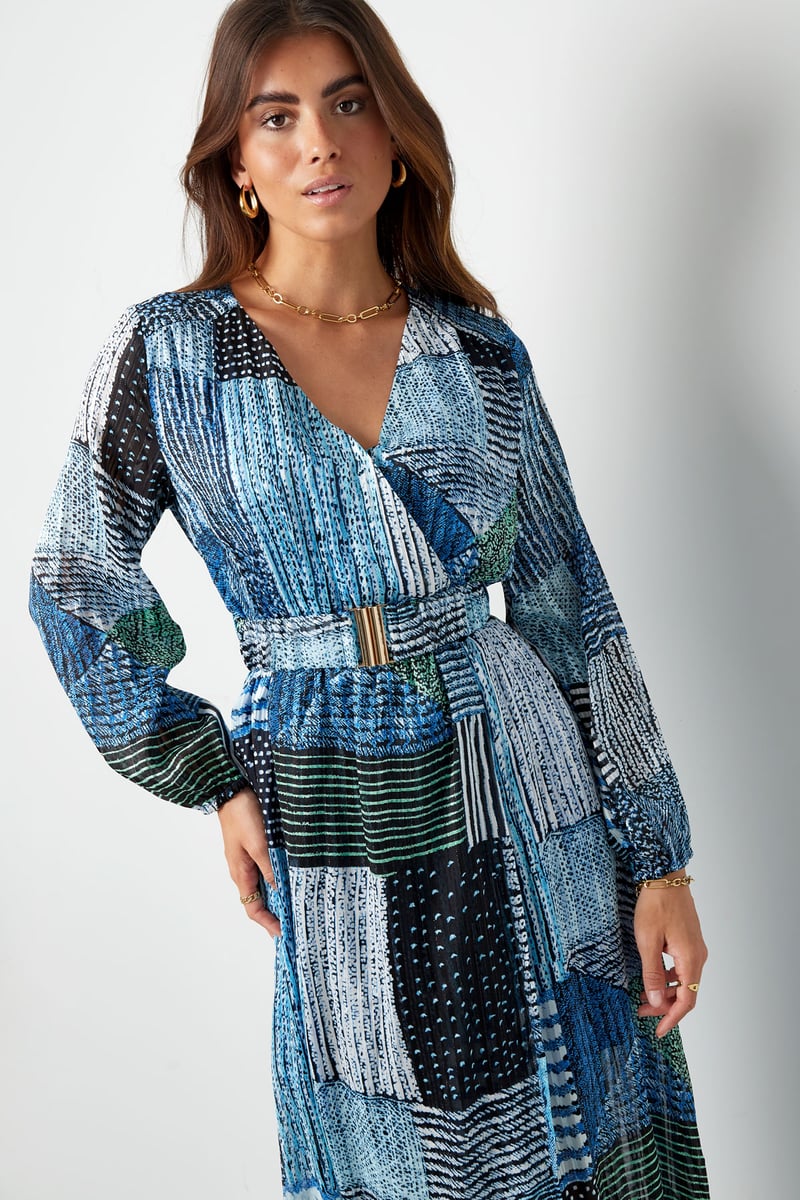 Maxi jurk over de top print blauw
