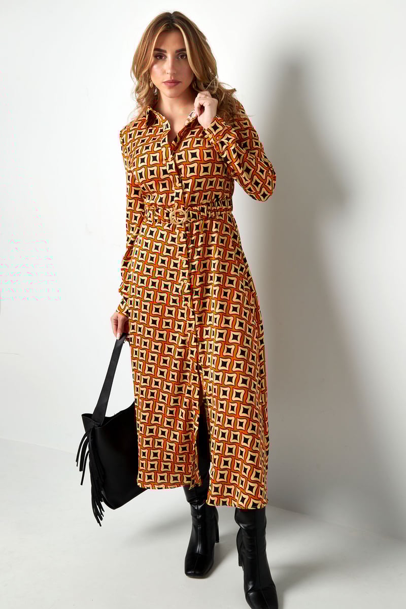 Maxi jurk retro print groen