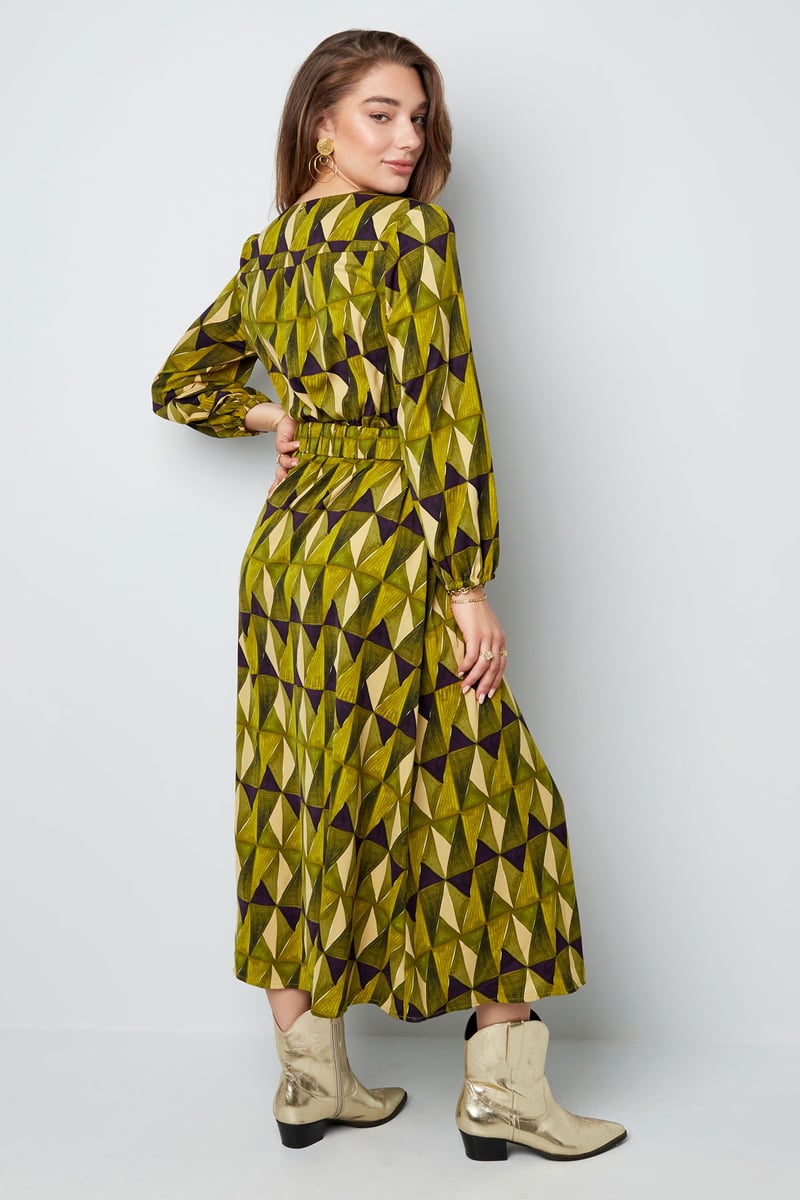 Maxi jurk retroprint groen