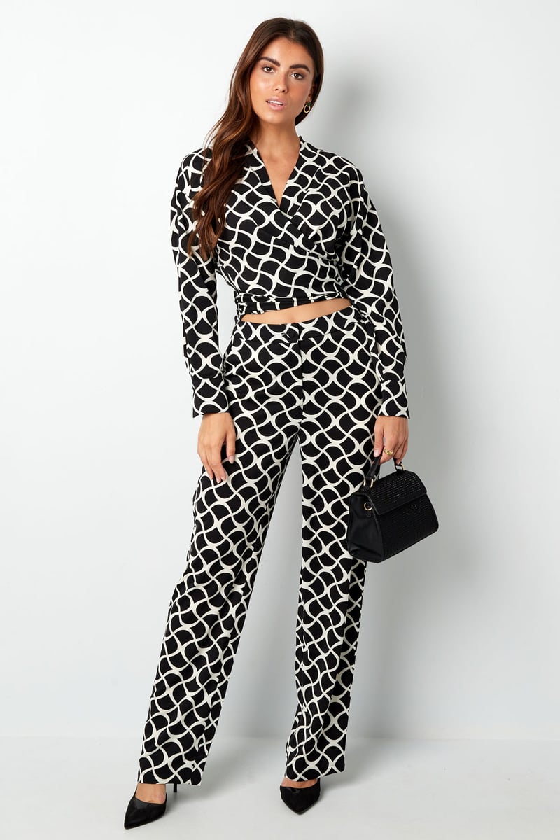 Overslagblouse aesthetic print - beige