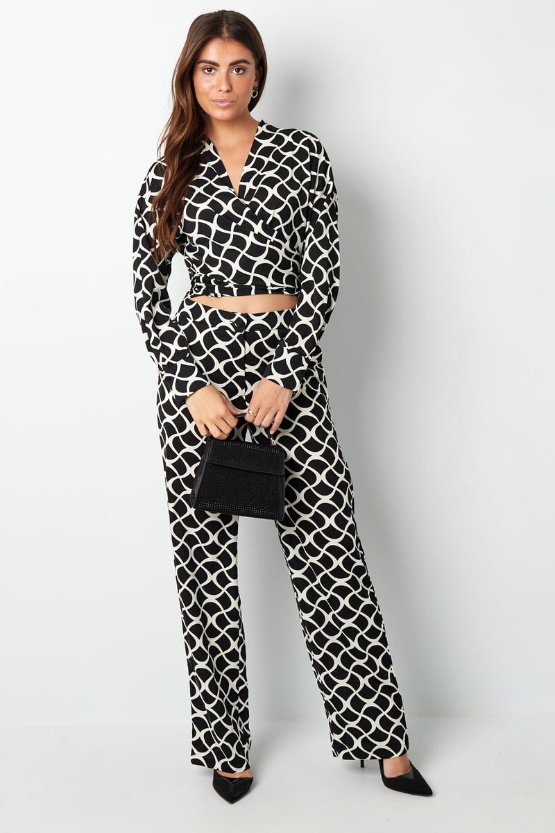 Overslagblouse aesthetic print - beige