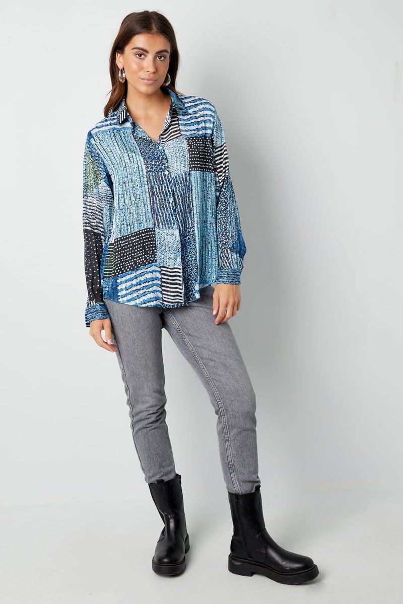 Blouse over de top print roze