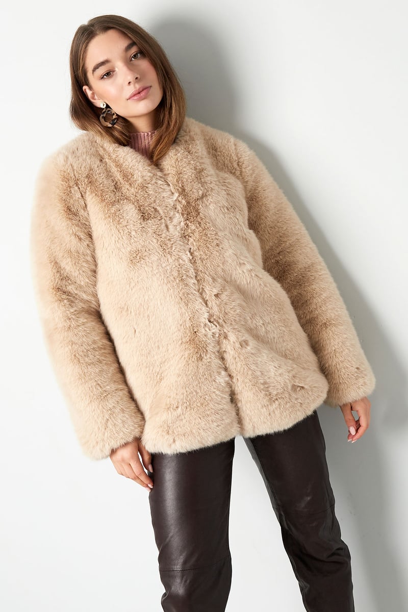 Faux fur jas - donkerblauw