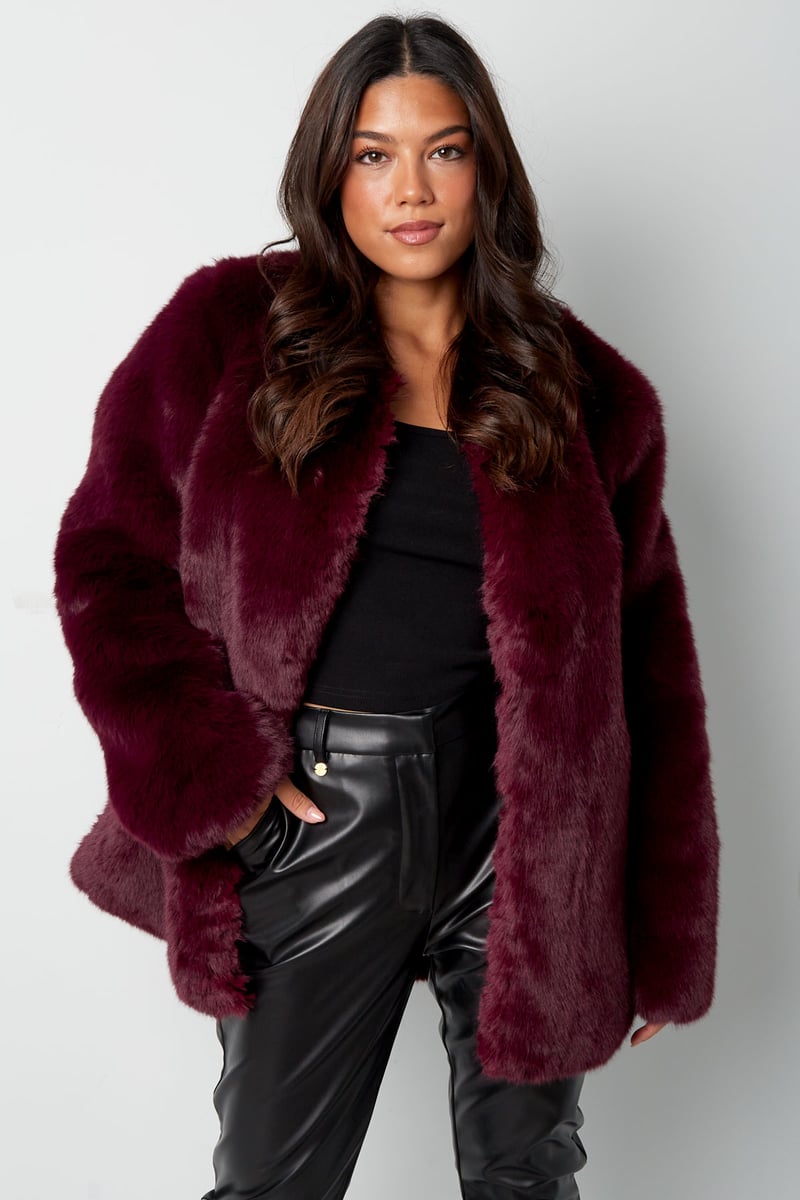 Faux fur jas - donkerblauw