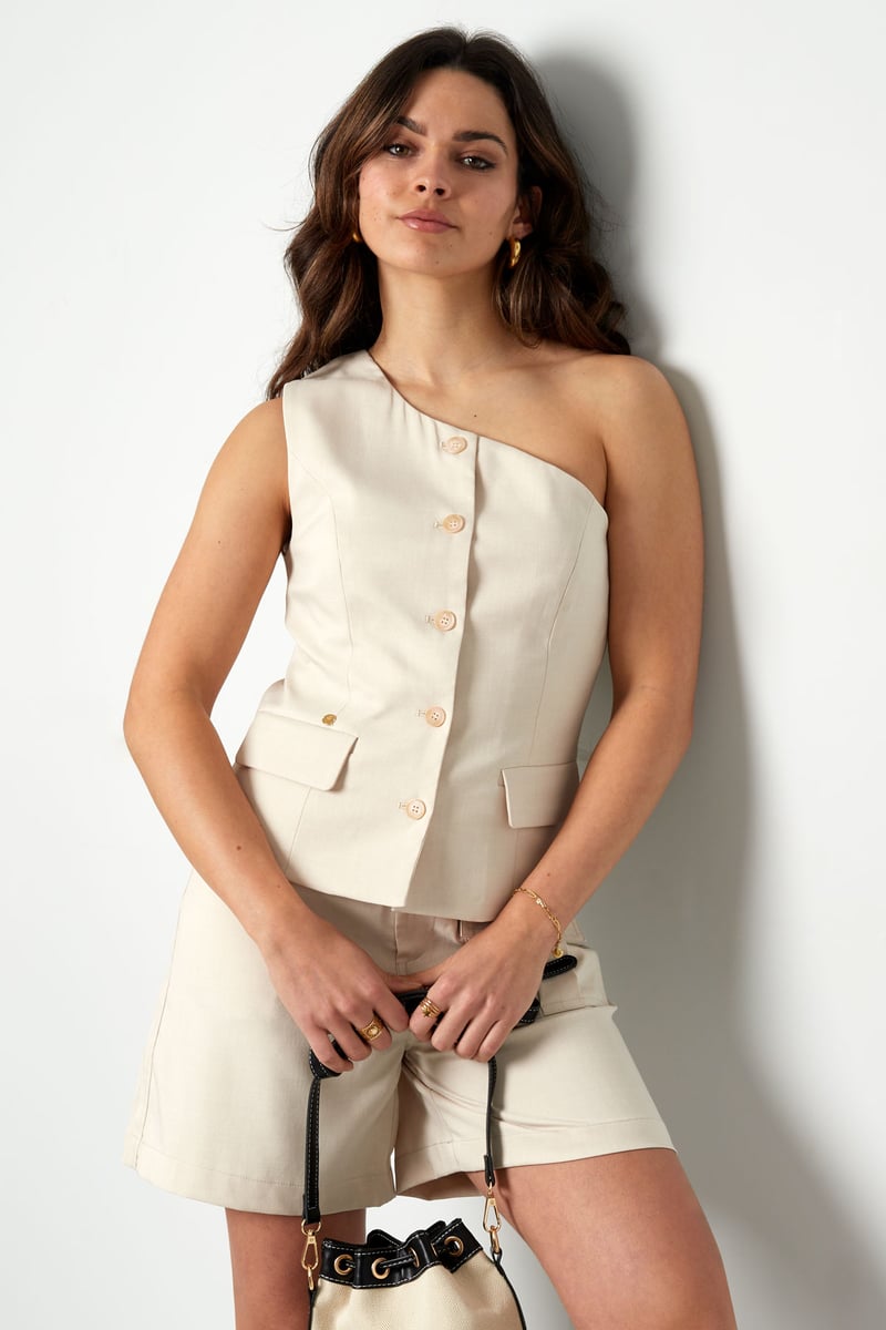Off shoulder gilet - crème 