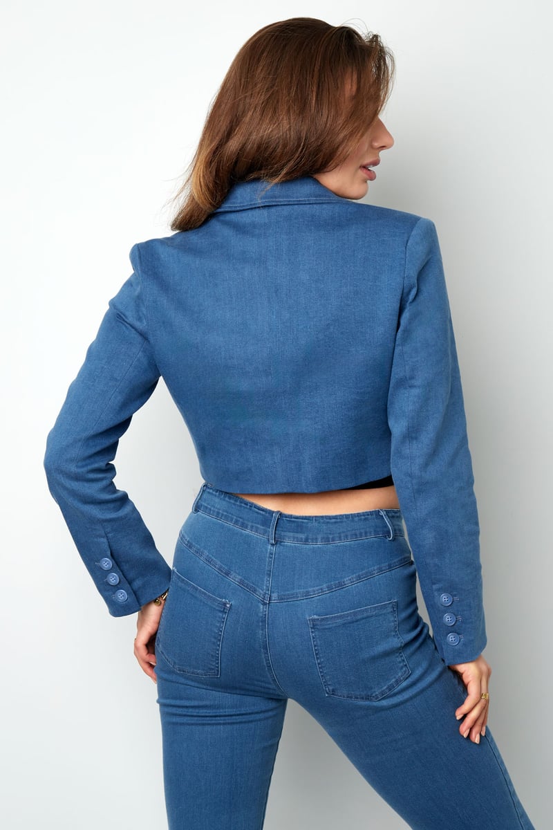 Spijker gekropte blazer - blauw