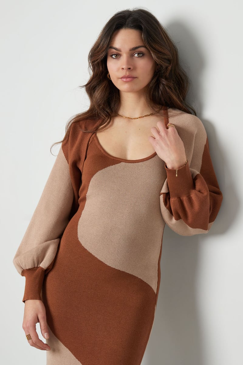 Vestje organische strepen print - bruin