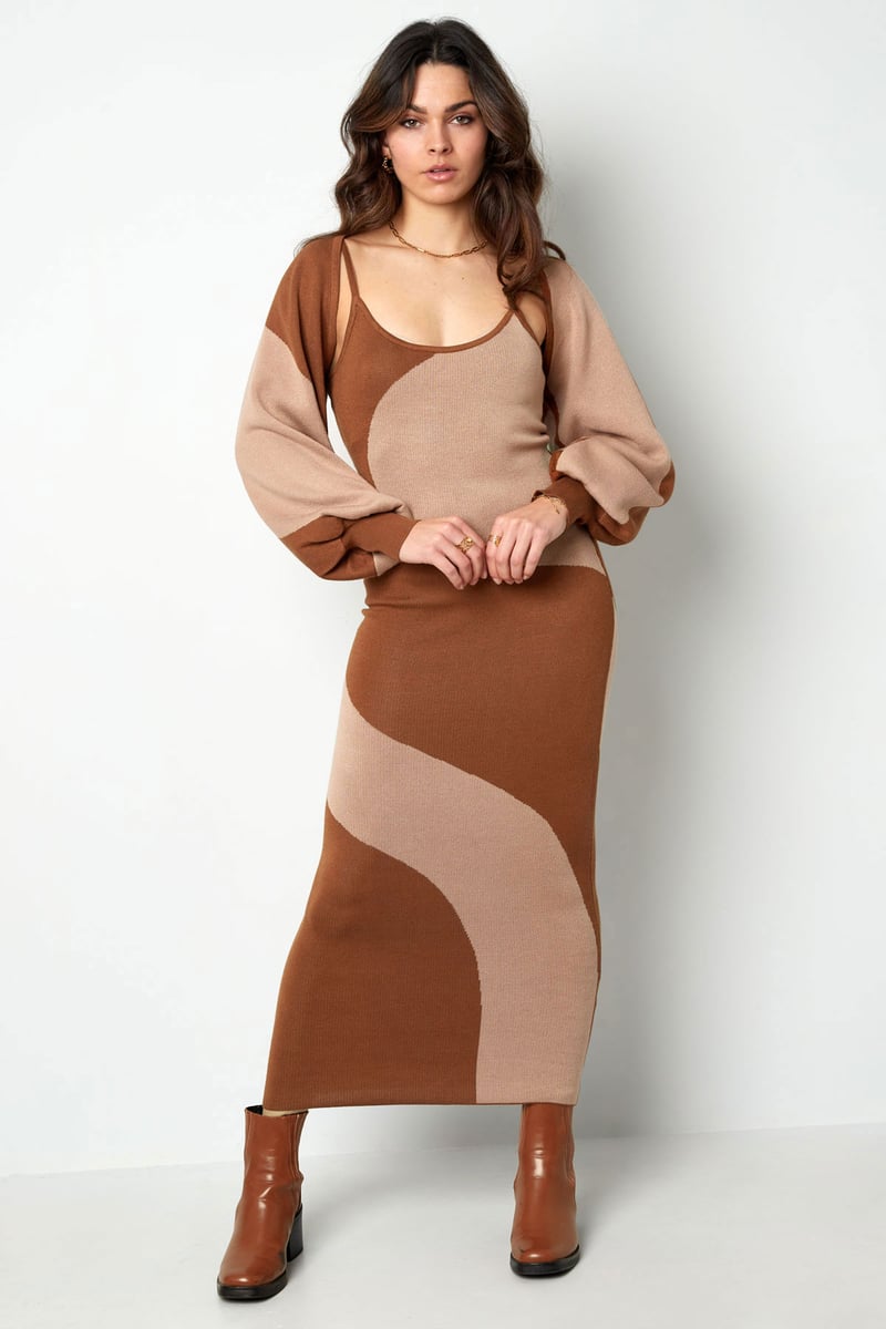 Vestje organische strepen print - bruin