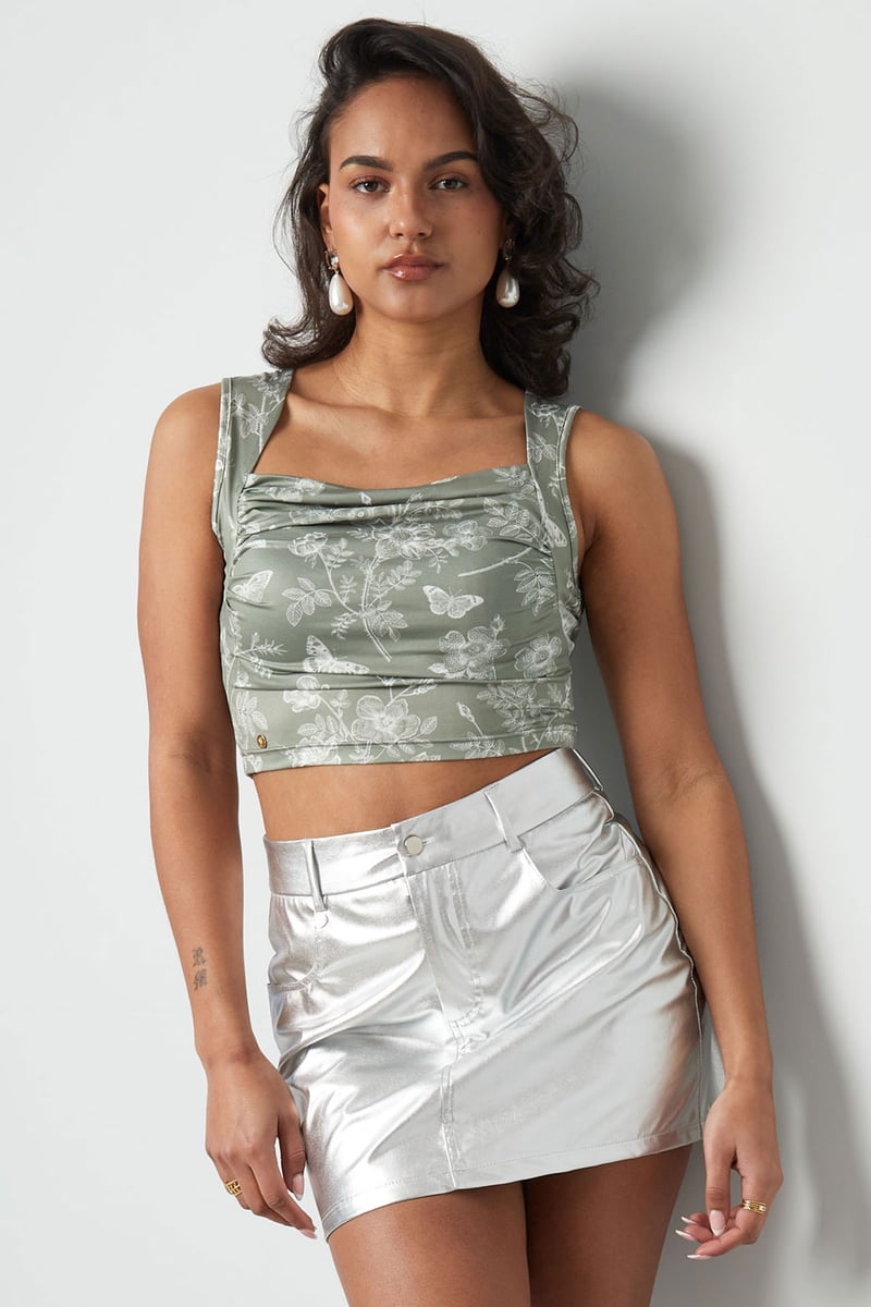 Bloem vlinder top - blauw 