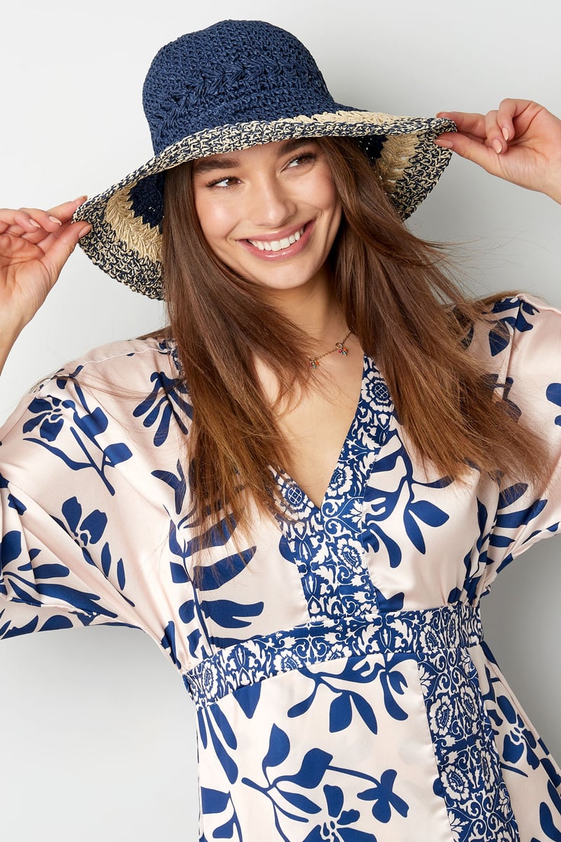 Gevlochten hoed met lagen - groen 