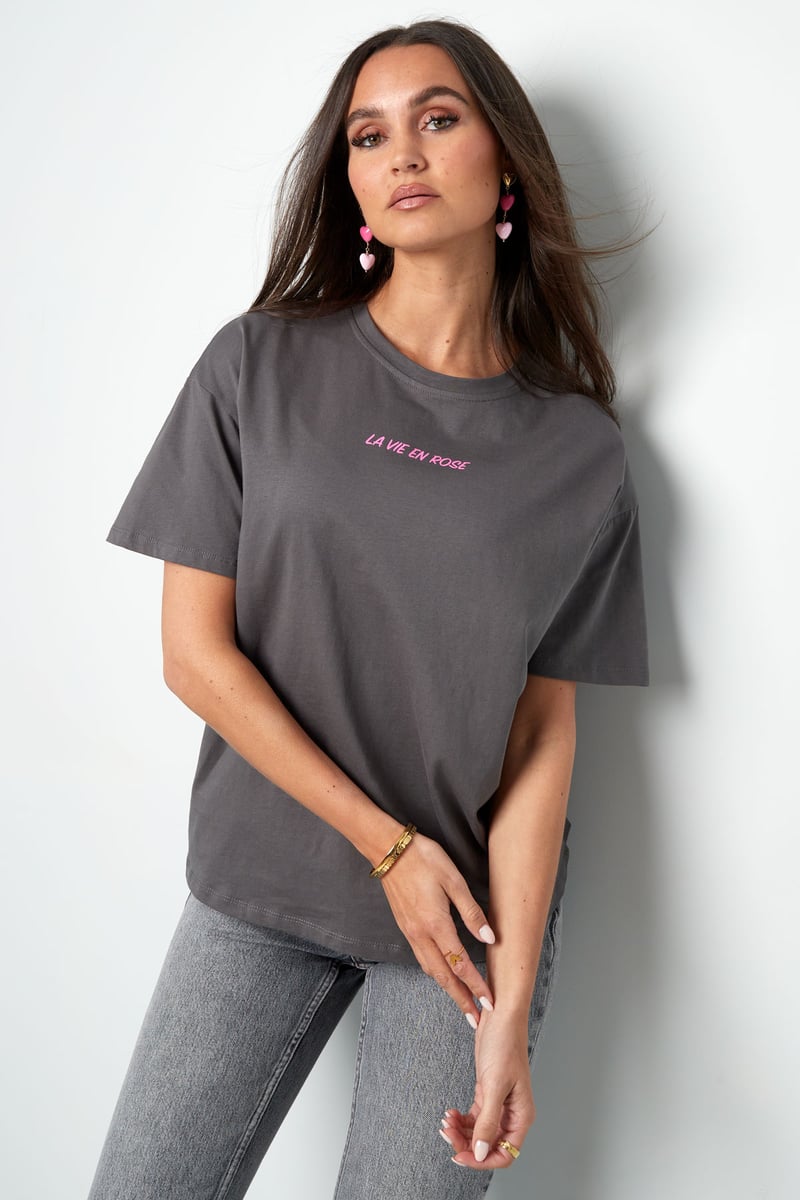 T-shirt la vie en rose - donkergrijs
