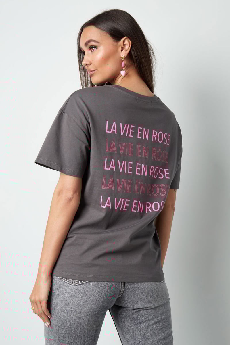 T-shirt la vie en rose - donkergrijs