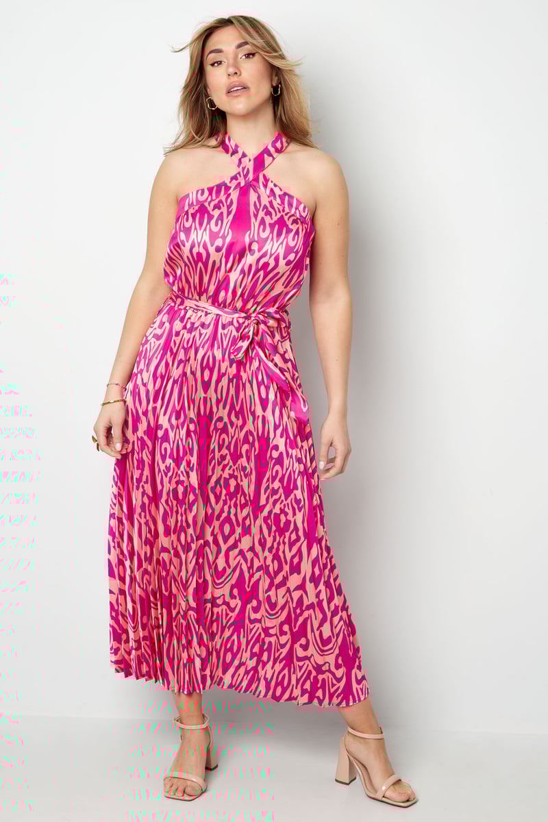 Jurk tropical vibes - fuchsia
