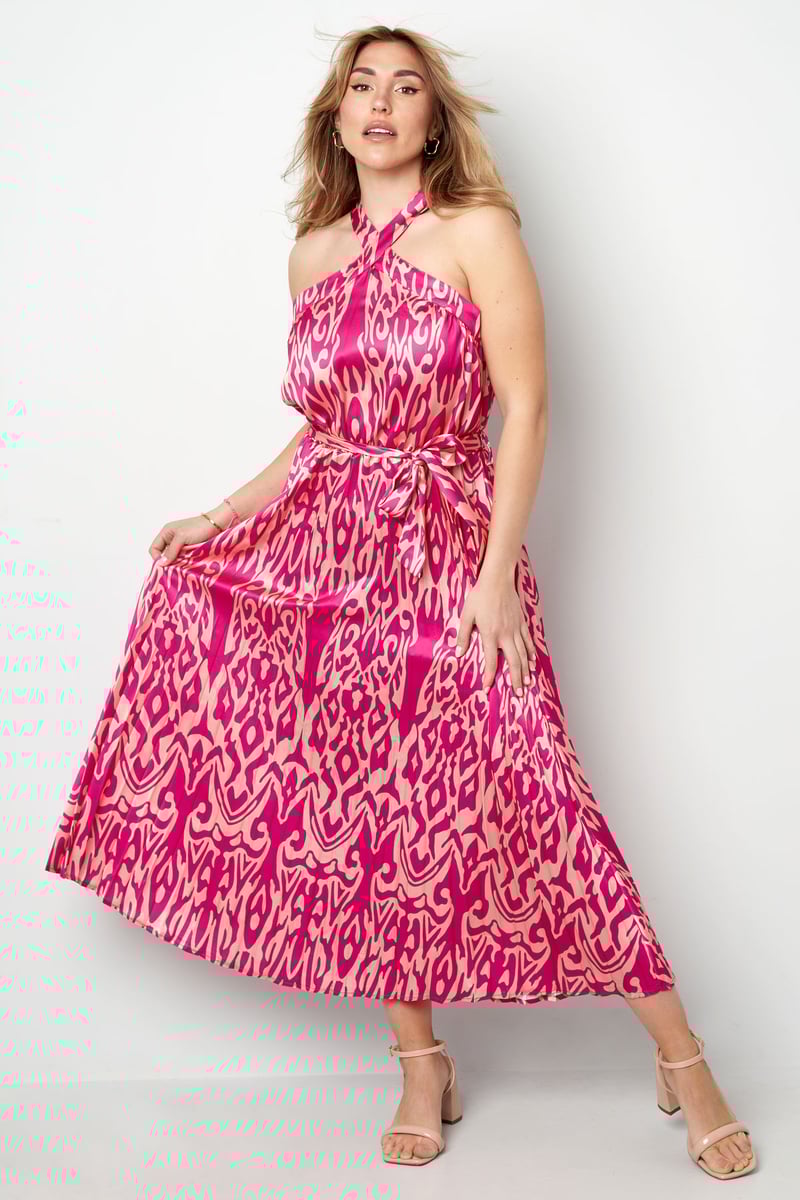 Jurk tropical vibes - fuchsia