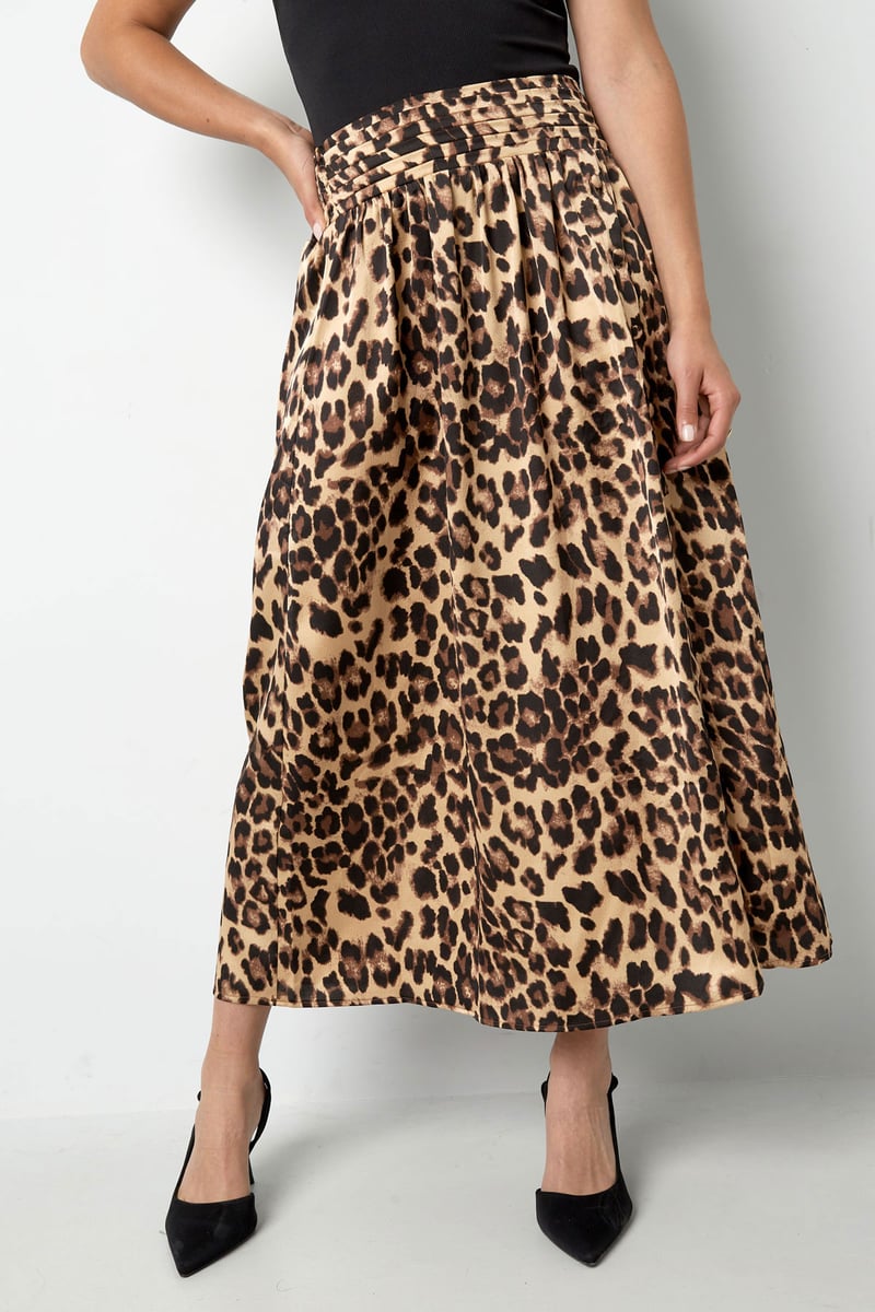 Lange panterprint rok - bruin