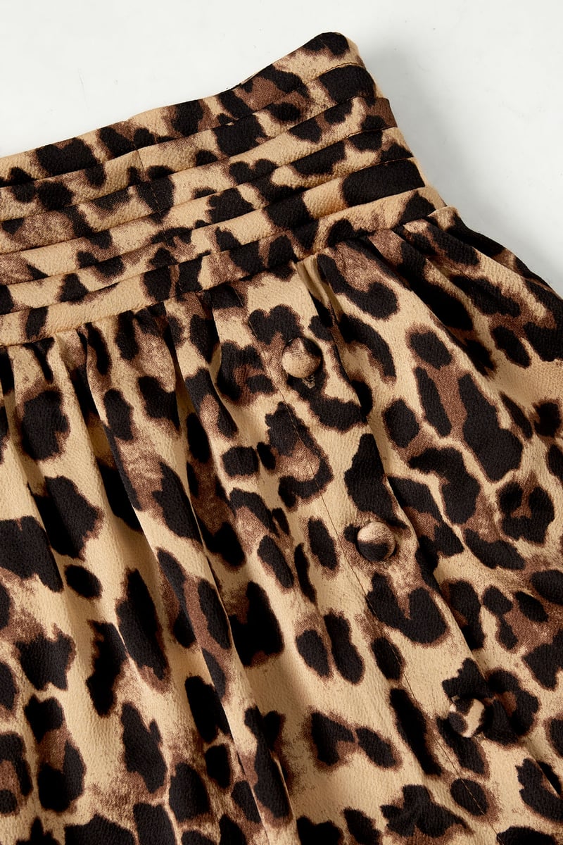 Lange panterprint rok - bruin