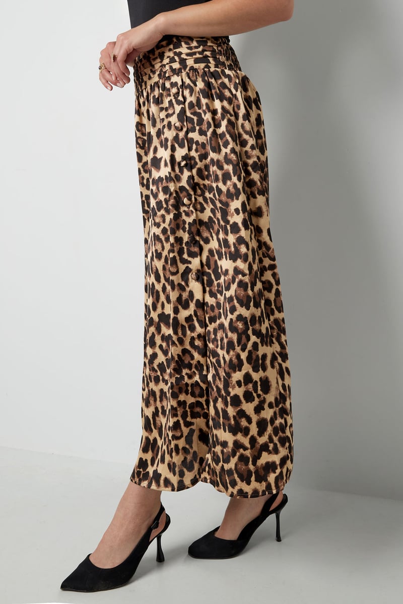 Lange panterprint rok - bruin