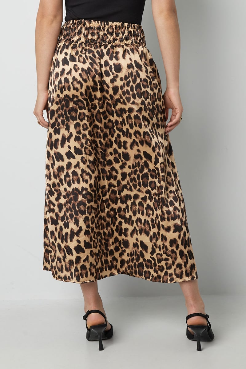 Lange panterprint rok - bruin