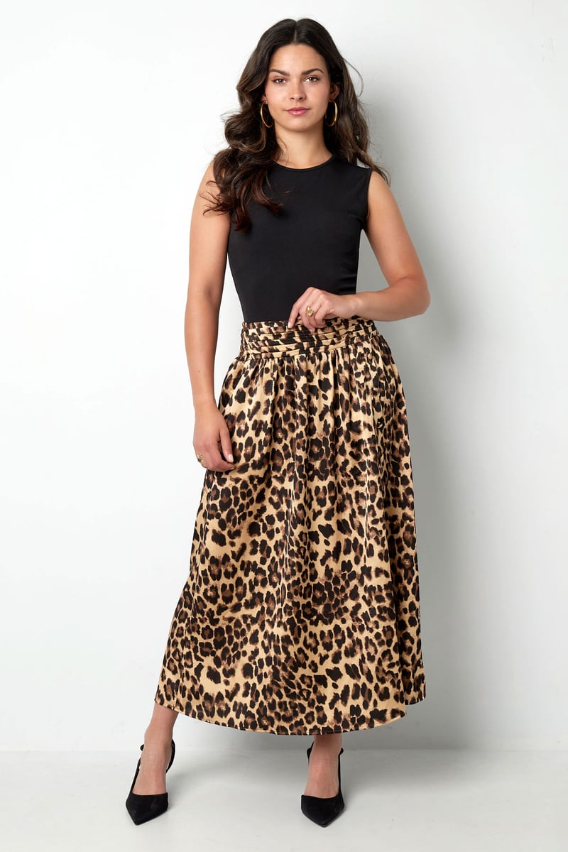 Lange panterprint rok - bruin