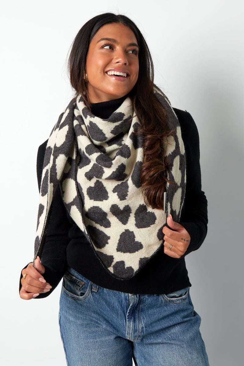 Wintersjaal frosted heart - oranje roze