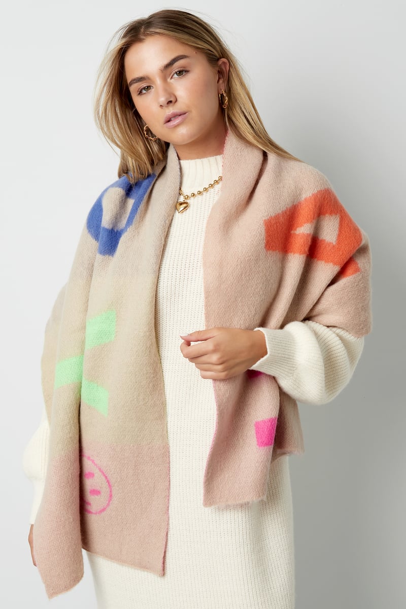 Joyful twist sjaal - zwart multi